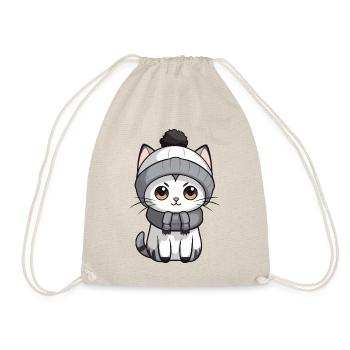 Cat Winter Animal Cute Comic - Drawstring Bag - nature - Front
