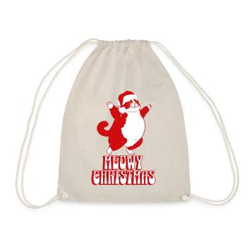 Meowy Christmas – Lustiges Katzen-Weihnachtsdesign - Turnbeutel - Natur - Vorne