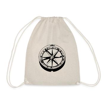 beautiful nautical compass sailors sailing ship - Drawstring Bag - nature - Front