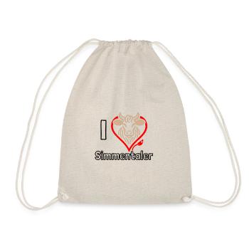 I ❤️ Simmental – Funny Cow Lover T-Shirt - Drawstring Bag - nature - Front