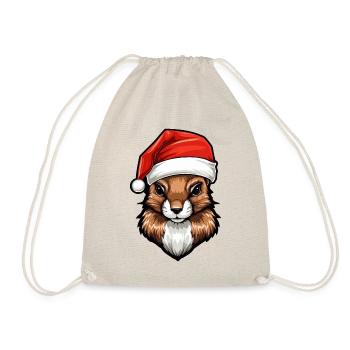 Squirrel Head Christmas Portrait - Drawstring Bag - nature - Front