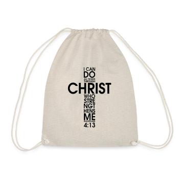 I Can Do All Things Through Christ Who Strengthens - Drawstring Bag - nature - Front