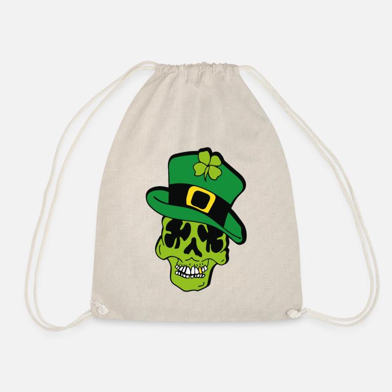 Cloverleaf skull - Drawstring Bag - nature