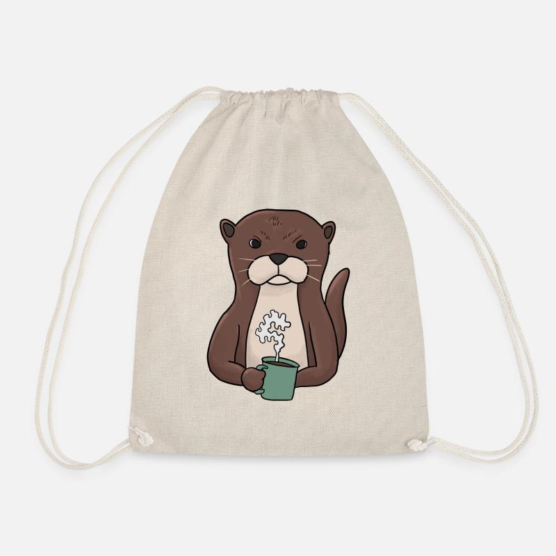 Mürrischer Otter with coffee morning muffle - Drawstring Bag - nature