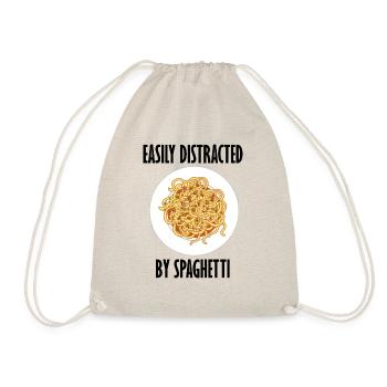 Distracted by Spaghetti Funny Saying Noodles Pasta - Drawstring Bag - nature - Front
