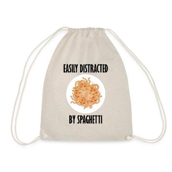 Distracted by Spaghetti Funny Saying Pasta Noodles - Drawstring Bag - nature - Front