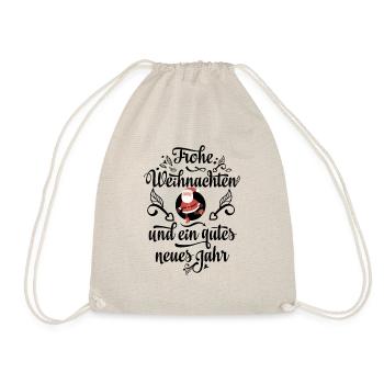 Weihnachtsmann auf Schlittschuhen mit Mütze - Turnbeutel - Natur - Vorne