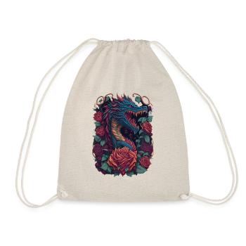 Red dragon with red roses dragon - Drawstring Bag - nature - Front