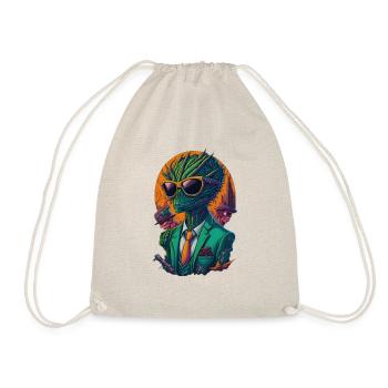 Alien in space with sunglasses and suit - Drawstring Bag - nature - Front