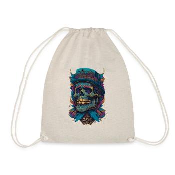 Squelette Crâne avec chapeau et fleurs Bande dessinée cool - Sac de sport léger - nature - Devant