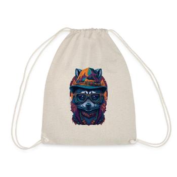 Mignon raton laveur avec chapeau et drôles de lunettes - Sac de sport léger - nature - Devant