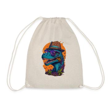 Dinosaure avec chapeau et lunettes Drôle à la mode - Sac de sport léger - nature - Devant