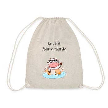 Vache cool personnalisable avec prénom - Sac de sport léger - nature - Devant