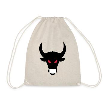★ Designfarben änderbar ★ Böser Stier mit Maske - Turnbeutel - Natur - Vorne
