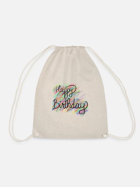 Happy Birthday Birthday Birthday Congratulations - Drawstring Bag - nature