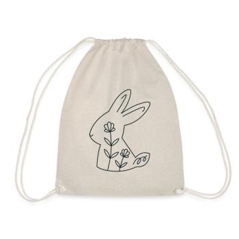 Cute floral rabbit with flowers - Drawstring Bag - nature - Front