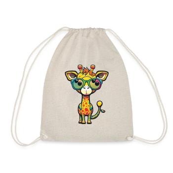 Kawaii mignonne girafe colorée heureuse avec des lunettes de soleil - Sac de sport léger - nature - Devant