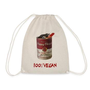 Veganer Grusel mit Happy Fleisch - 100% Vegan - Turnbeutel - Natur - Vorne