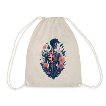 Skeleton and Flowers, Anatomy - Drawstring Bag - nature - Front