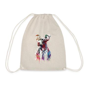 Dog hipster graphic art #dog - Drawstring Bag - nature - Front