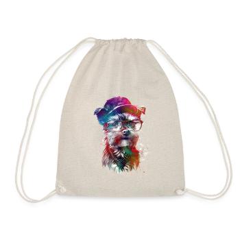 Dog hipster graphic art #dog - Drawstring Bag - nature - Front