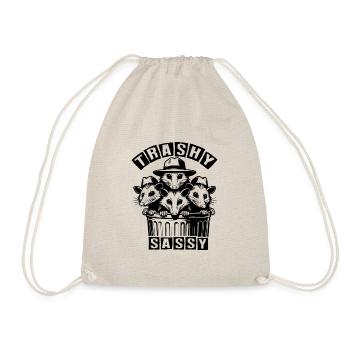 3 cool possums trash trio in the trash can - Drawstring Bag - nature - Front