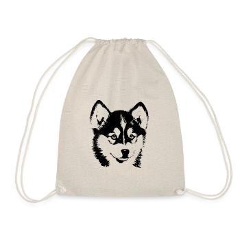 Husky portrait black and white - Drawstring Bag - nature - Front