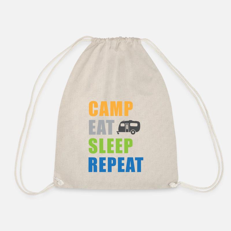 Camp Eat Sleep Repeat Wohnwagen in Farbe - Turnbeutel - Natur