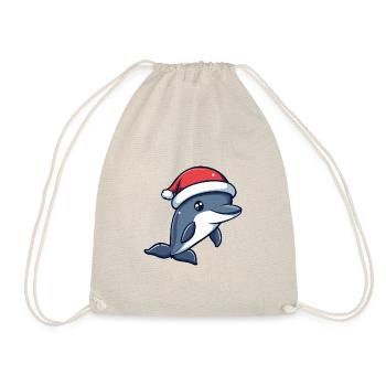 Delfin Weihnachten Niedlich - Turnbeutel - Natur - Vorne