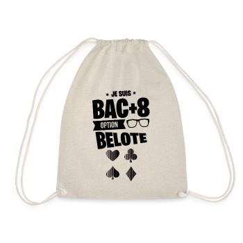 BAC+8 BELOTE idée cadeau joueur humour drôle - Sac de sport léger - nature - Devant