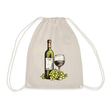 Wine Glass WineGrapes Wine - Drawstring Bag - nature - Front