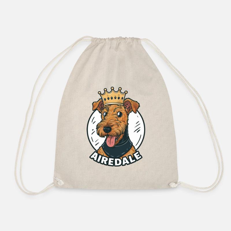 Airedale Terrier Hund mit Krone - Turnbeutel - Natur