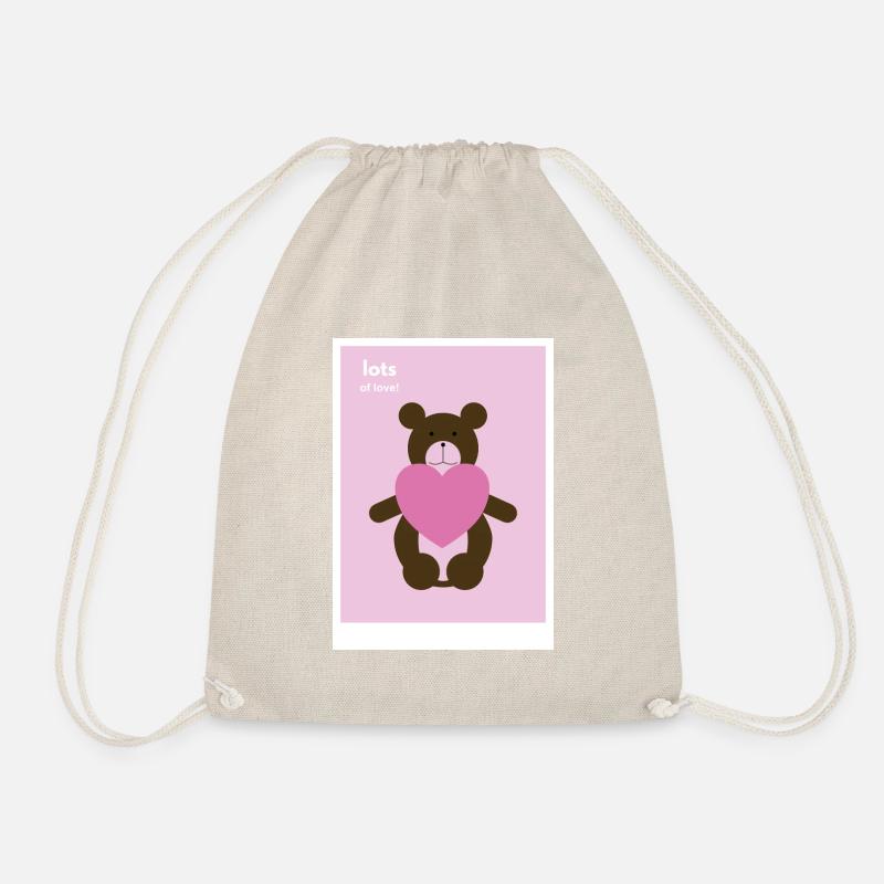Postcard bear with heart - Drawstring Bag - nature