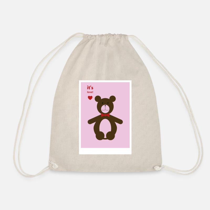 Postcard bear it'is love - Drawstring Bag - nature