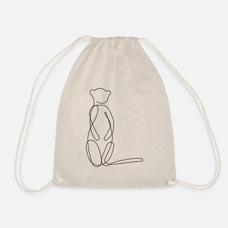 Erdmännchen One Line Art Motiv - Turnbeutel - Natur