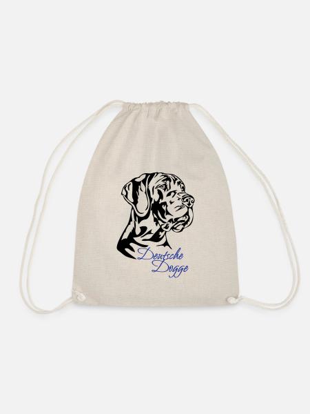 DEUTSCH DOGGE Hundeportrait Wilsigns Hund dogs - Drawstring Bag - nature