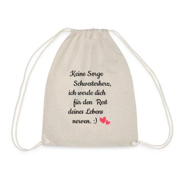 Beste Schwester Schwesterherz Weihnachten Geschenk - Turnbeutel - Natur - Vorne
