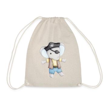 cute elephant as a pirate - Drawstring Bag - nature - Front
