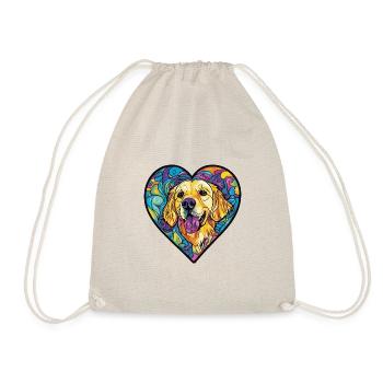 Golden Retriever Dog Heart Love - Drawstring Bag - nature - Front