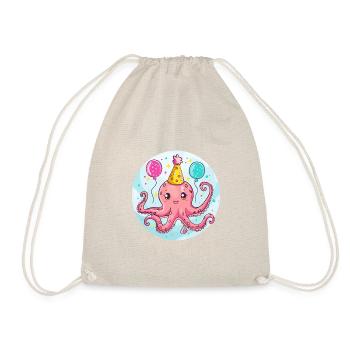 Oktopus Geburtstag Comic - Turnbeutel - Natur - Vorne