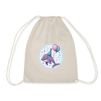 Dolphin Birthday Comic - Drawstring Bag - nature - Front