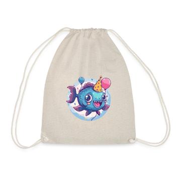 Piranha Fish Birthday Comic - Drawstring Bag - nature - Front