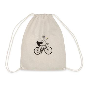 Pizza eat bike rider - Drawstring Bag - nature - Front