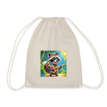 Waschbär mit Ukulele 2 - Turnbeutel - Natur - Vorne