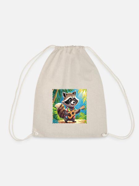 Waschbär mit Ukulele 2 - Turnbeutel - Natur