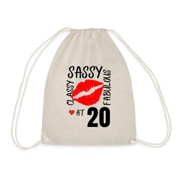 Sassy and Fabulous at 20. 20th birthday - Drawstring Bag - nature - Front