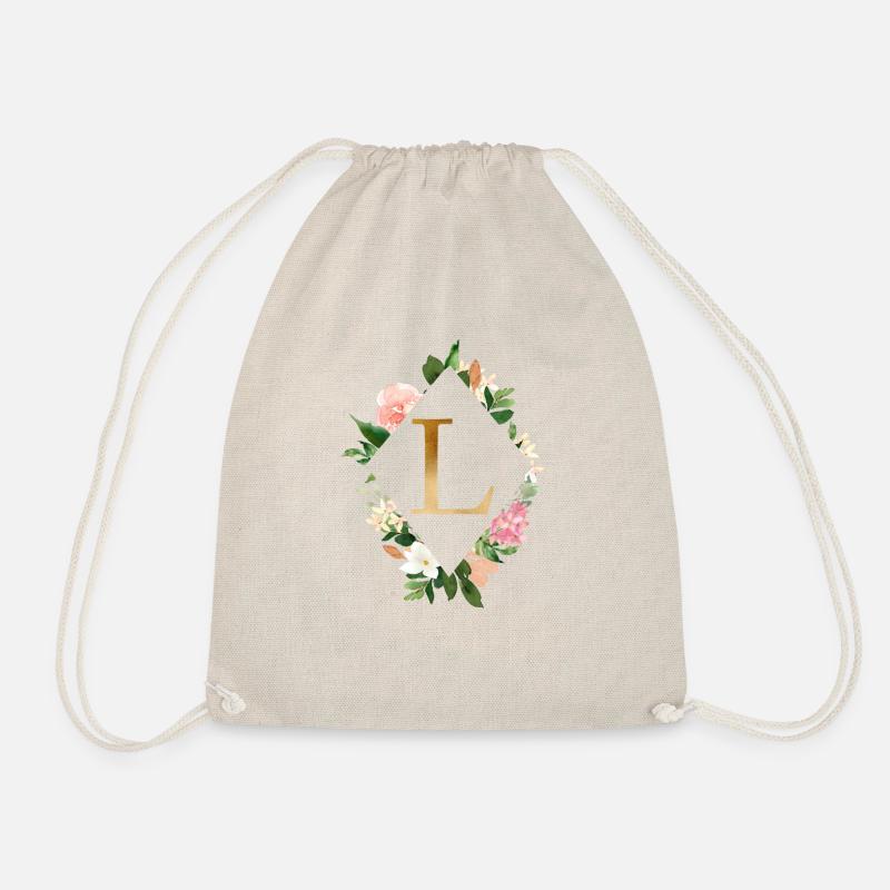 Customizable Monogram L - Drawstring Bag - nature