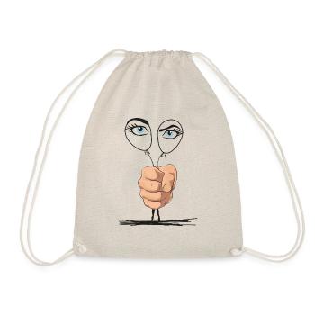 Hand mit Ballon, Gesicht und Ballerina - Turnbeutel - Natur - Vorne