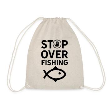 Stops overfishing sea ocean pollution - Drawstring Bag - nature - Front