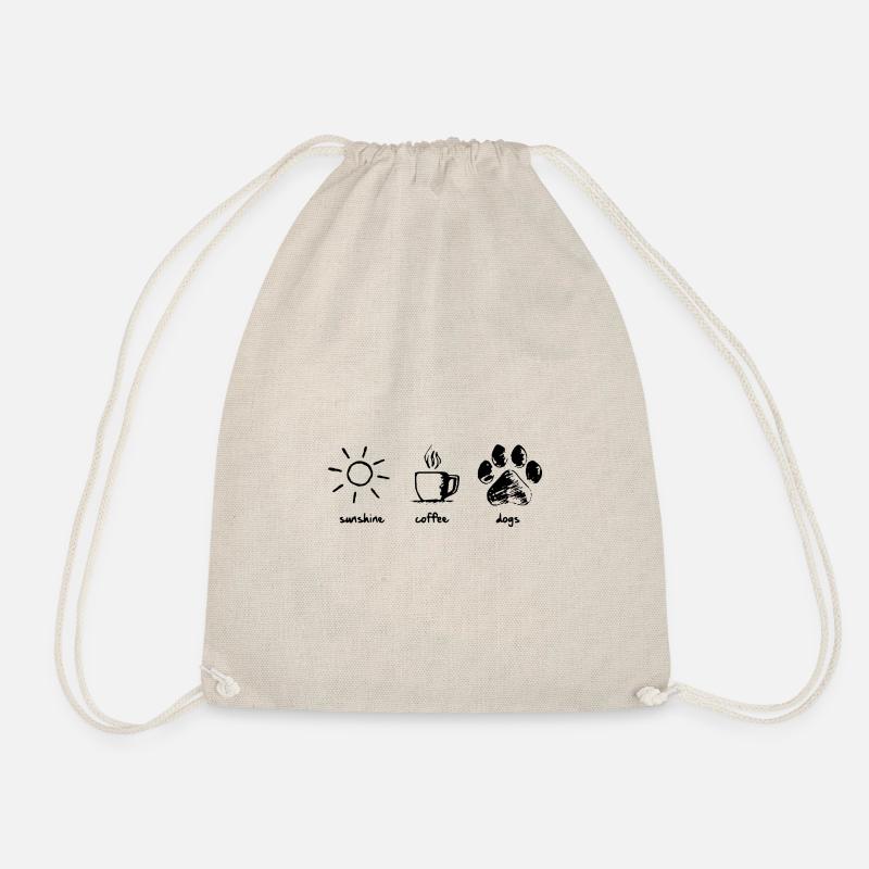 Sunshine - coffee - dogs - Drawstring Bag - nature